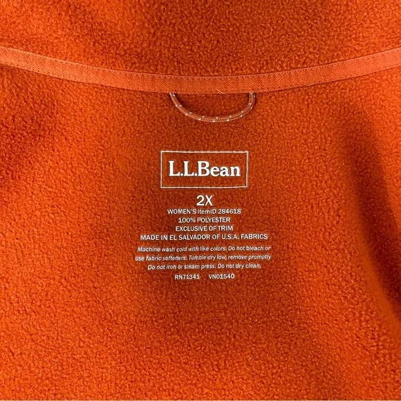 LL Bean Fleece Vest Womens 2XL Full Zip Polartec Outdoor Hiking Jacket Orange - Picture 6 of 7